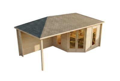 Abri de jardin pentagonal Liwa Alpholz, 61x32m dim ext (cas échéant incl débord de toit) naturel, 40mm, 19,5m² superficie totale