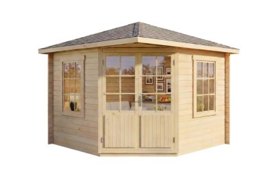 Abri de jardin pentagonal Monica Alpholz, 32x32m dim ext (cas échéant incl débord de toit) naturel, 40mm, 10,2m² superficie totale