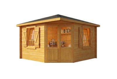 Abri de jardin pentagonal Monica Royal Alpholz, 37x37m dim ext (cas échéant incl débord de toit) imprégné, 28mm, 13,5m² totale