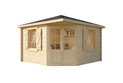 Abri de jardin pentagonal Monica Royal Alpholz, 37x37m dim ext (cas échéant incl débord de toit) naturel, 28mm, 13,5m² superficie