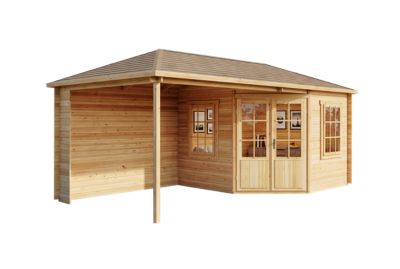 Abri de jardin pentagonal Moselle Alpholz, 61x32m dim ext (cas échéant incl débord de toit) naturel, 40mm, 19,5m² superficie total
