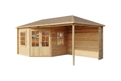 Abri de jardin pentagonal Moselle Alpholz, 61x32m dim ext (cas échéant incl débord de toit) naturel, 40mm, 19,5m² superficie total