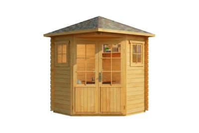 Abri de jardin pentagonal Sunny A Alpholz, 22x22m dim ext (cas échéant incl débord de toit) imprégné, 28mm, 4,8m² superficie total