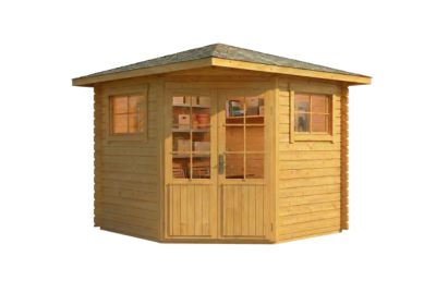 Abri de jardin pentagonal Sunny B Alpholz, 27x27m dim ext (cas échéant incl débord de toit) imprégné, 28mm, 7,2m² superficie total