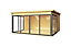 Abri de jardin + plancher Domeo 5 Plus en bois coloris naturel ép.44 mm surface extérieure 17,5 m²