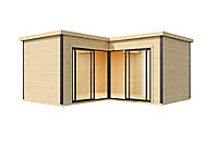 Abri de jardin + plancher Domeo 6 Plus en bois coloris naturel ép.44 mm surface extérieure 17,9 m²