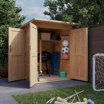 Abri de jardin + plancher GoodHome Stafford en bois coloris naturel ép.14 mm surface extérieure 3,04 m²