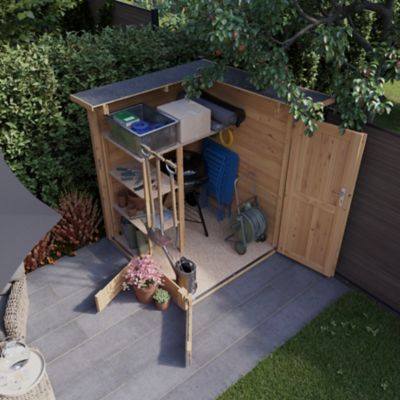 Abri de jardin + plancher GoodHome Stafford en bois coloris naturel ép.14 mm surface extérieure 3,04 m²