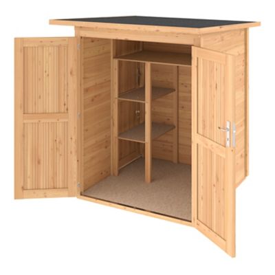 Abri de jardin + plancher GoodHome Stafford en bois coloris naturel ép.14 mm surface extérieure 3,04 m²