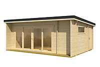 Abri de jardin + plancher Java en bois coloris naturel ép.44 mm surface extérieure 30,46 m²