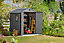 Abri de jardin + plancher Keter Darwin 66 en résine coloris gris anthracite ép.16 mm surface extérieure 4 m²