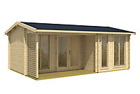 Abri de jardin + plancher Montrose en bois coloris brut ép.44 mm surface extérieure 26,45 m²