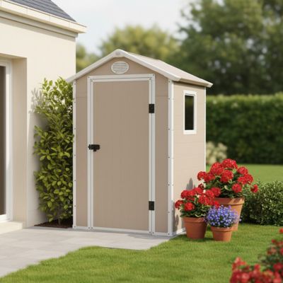 Abri de jardin résine beige 1,34m² porte verrouillable - Jôbu