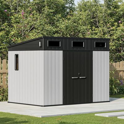 Abri de jardin résine gris 6m² toit incliné plancher inclus - Jôbu DOCKER
