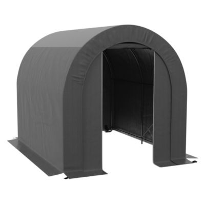 Abri de jardin rangement extérieur dim. 2,4L x 1,8l x 1,9H m - porte zippée - acier galvanisé PE gris