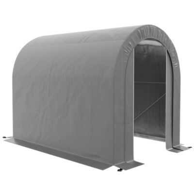 Abri de jardin rangement extérieur dim. 239L x 159l x 190H cm - porte zippée - acier galvanisé PE gris