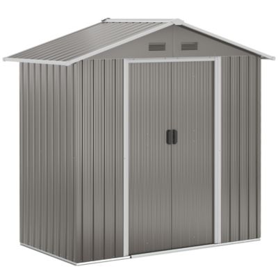 Abri de jardin - remise pour outils - cabanon porte verrouillable - dim. 194L x 110l x 184H cm - tôle d'acier gris