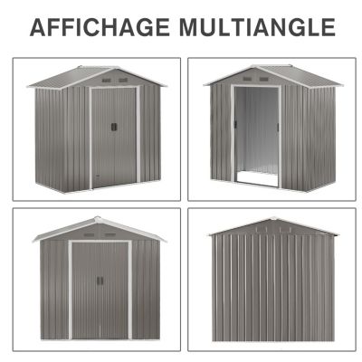 Abri de jardin - remise pour outils - cabanon porte verrouillable - dim. 194L x 110l x 184H cm - tôle d'acier gris