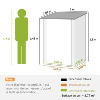 Abri de jardin - remise pour outils - cabanon porte verrouillable - dim ...