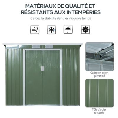 Abri de jardin - remise pour outils - fondation incluse - cabanon 2 portes coulissantes verrouillables dim. 213L x 130l x 173H cm