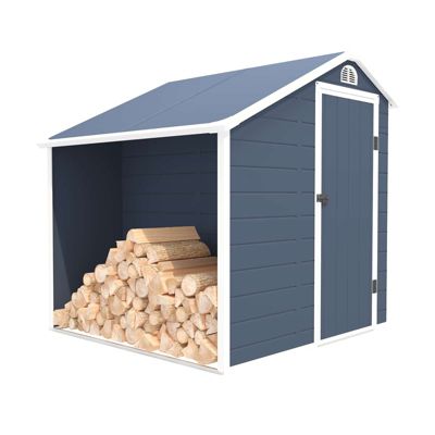 Abri de Jardin Resine Gardiun Sylvana A 3,92 m2 204x192x204 cm avec Range Bûches Exterieur Anthracite
