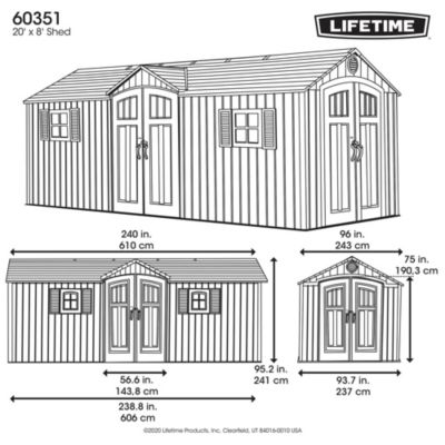 Abri de jardin résine Lifetime 60351 double pentes 14,88m²