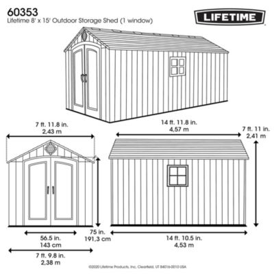 Abri de jardin résine Lifetime 60353 double pentes 11,15m²