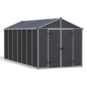 Abri de jardin Rubicon polycarbonate gris foncé surface totale 12,5m²