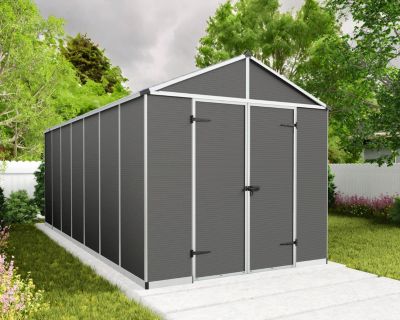 Abri de jardin Rubicon polycarbonate gris foncé surface totale 12,5m²