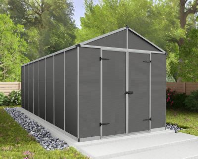 Abri de jardin Rubicon polycarbonate gris foncé surface totale 14,2m²