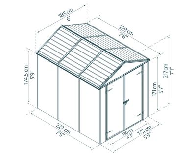Abri de jardin Rubicon polycarbonate gris foncé surface totale 4,2m²