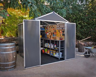 Abri de jardin Rubicon polycarbonate gris foncé surface totale 4,2m²