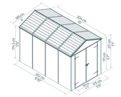 Abri de jardin Rubicon polycarbonate gris foncé surface totale 5,3 m²