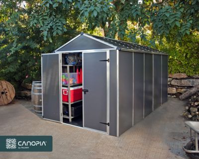 Abri de jardin Rubicon polycarbonate gris foncé surface totale 7m²