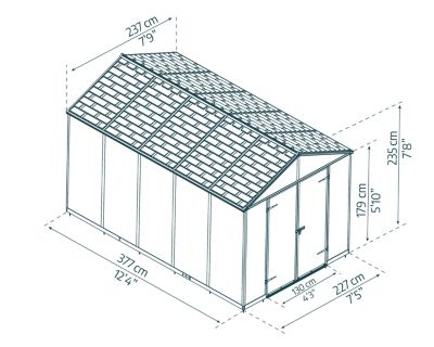 Abri de jardin Rubicon polycarbonate gris foncé surface totale 8,5m²