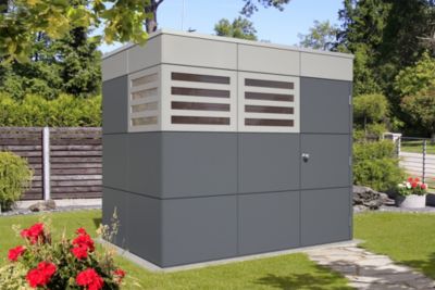 Abri de jardin SKAN HOLZ Perth 2, 253x169cm, gris ardoise, fenêtres telegris