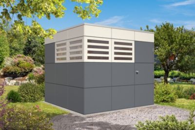 Abri de jardin SKAN HOLZ Perth 3, 253x253cm, gris ardoise, fenêtres telegris