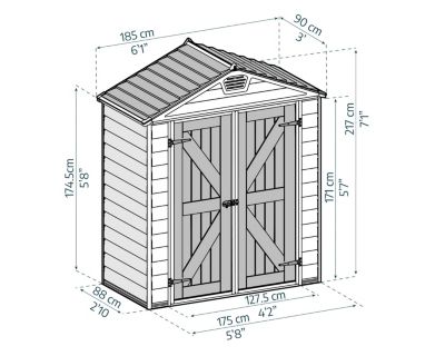 Abri de jardin Skylight polycarbonate gris foncé surface totale 1,55m²