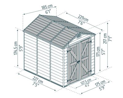 Abri de jardin Skylight polycarbonate gris foncé surface totale 3,97m²