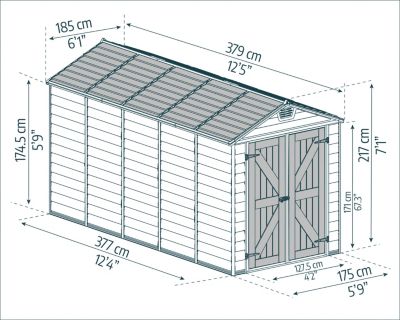 Abri de jardin Skylight polycarbonate gris foncé surface totale 6,59m²