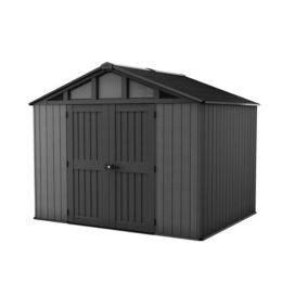 Abri de jardin STRONGHOLD en résine coloris gris anthracite imitation bois - 7,7 m² - KETER