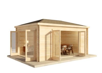 Abri de jardin Sunrise Alpholz, 52x37m dim ext (cas échéant incl débord de toit) naturel, épaisseur paroi : 40mm, 19,3m² totale