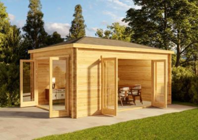 Abri de jardin Sunrise Alpholz, 52x37m dim ext (cas échéant incl débord de toit) naturel, épaisseur paroi : 40mm, 19,3m² totale