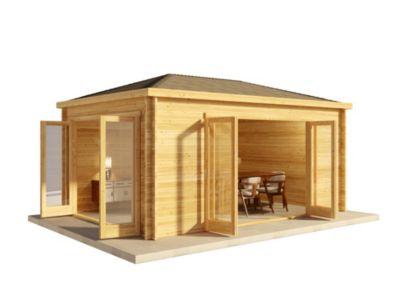 Abri de jardin Sunrise Alpholz, 52x37m dim ext (cas échéant incl débord de toit) naturel, épaisseur paroi : 40mm, 19,3m² totale