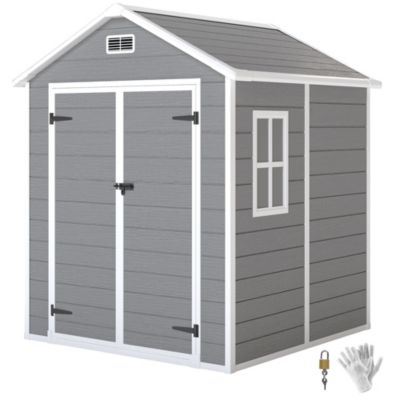 Abri de jardin surface utile 2,4m² - 182x151x219cm - fenêtre, plancher, 2 grilles ventilation - alu PP gris