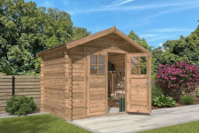 Abri de jardin Taman bois traité autoclave marron ép.34 mm surface totale 6,84m²