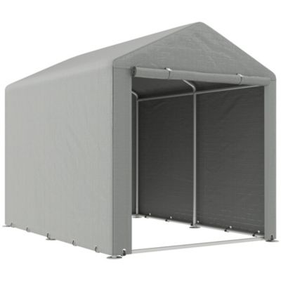 Abri de jardin tente de stockage abri de vélo grande porte acier galvanisé 1,6 x 2,2 m PE gris clair