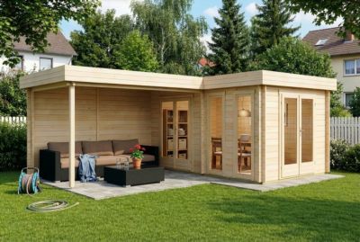 Abri de jardin à toit plat Quinta Alpholz, 72x53m dim ext (cas échéant incl débord de toit) naturel, 44mm, 38,2m² superficie total