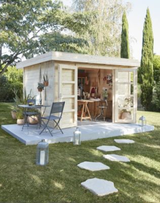 Abri de jardin Volga en bois coloris naturel ép.28 mm surface extérieure 12,21 m²