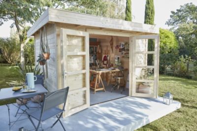 Abri de jardin Volga en bois coloris naturel ép.28 mm surface extérieure 12,21 m²